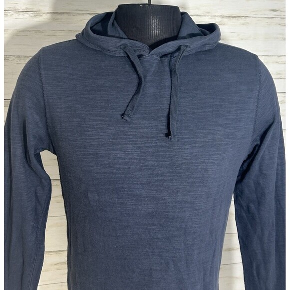 Faherty Hoodie Men Small Blue Organic Cotton Lightweight Pullover Slub Knit - Picture 2 of 14